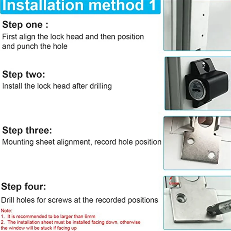 2-Piece Set Stainless Steel Aluminum Alloy Window Lock Anti-Theft Lock Sliding Door Child Anti-Theft Lock Black