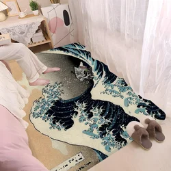 Japanese Art Kanagawa Waves Pattern Floor Mat INS Style Soft Bedroom Floor House Laundry Room Mat Anti-skid Household Carpets