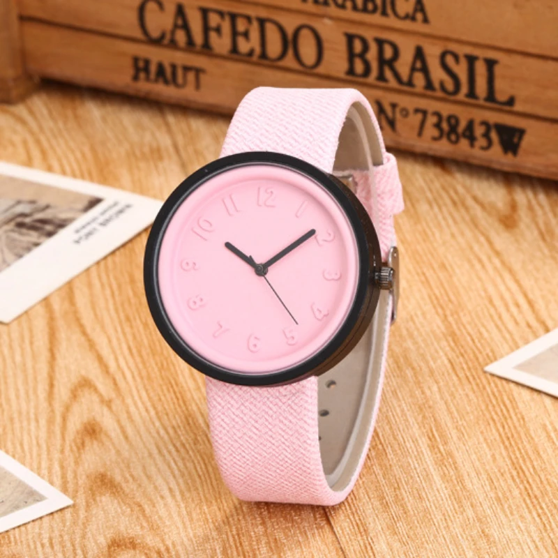 2024 Trendy Korean Version Macaron Color Women\'s Quartz Wristwatch 3D Three-dimensional Scale Dial Simple Versatile Gift Clock