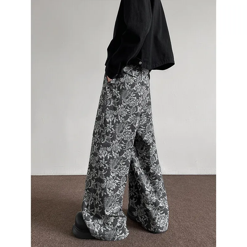 

Весна 2024, новые мужские брюки с узором, мешковатые повседневные спортивные штаны в стиле хип-хоп, готические мужские и женские широкие брюки, уличная одежда, модный тренд