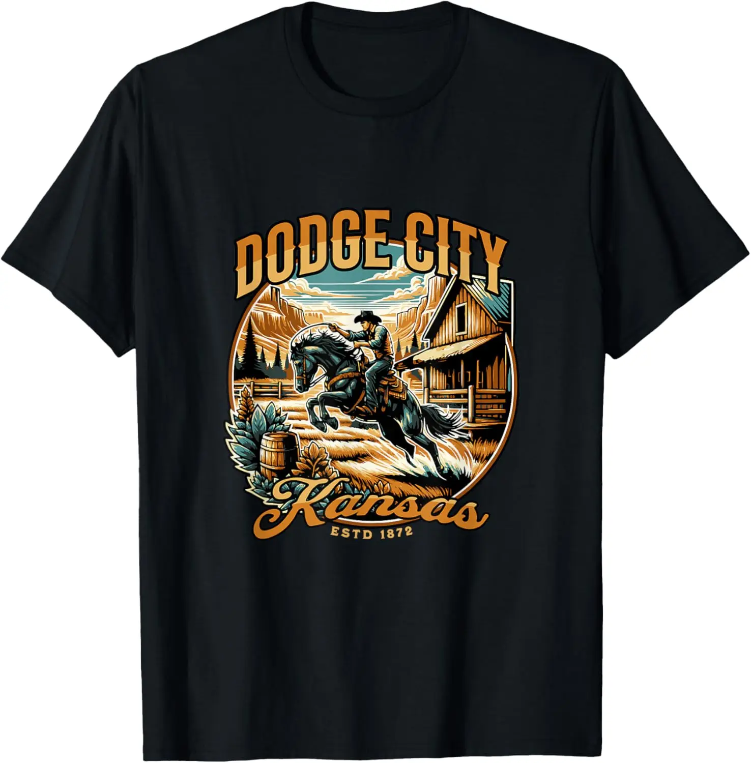 Dodge City Kansas Old Western Wild Cowboy Vintage Rodeo T-Shirt