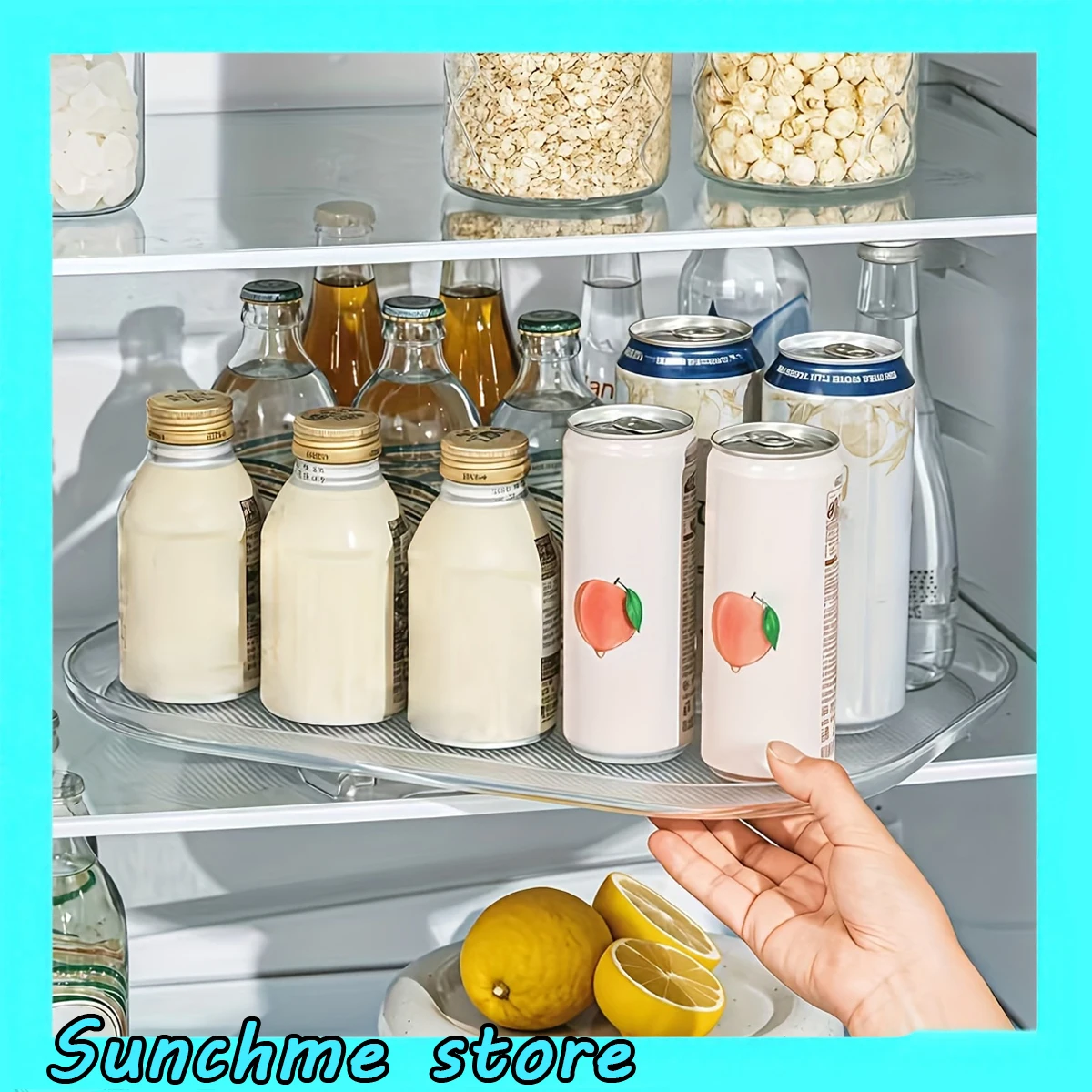 360° Rotating Refrigerator Lazy Susan Organizer Space-Saving clear Plastic Storage Tray for Kitchen Cabinet Pantry Countertop
