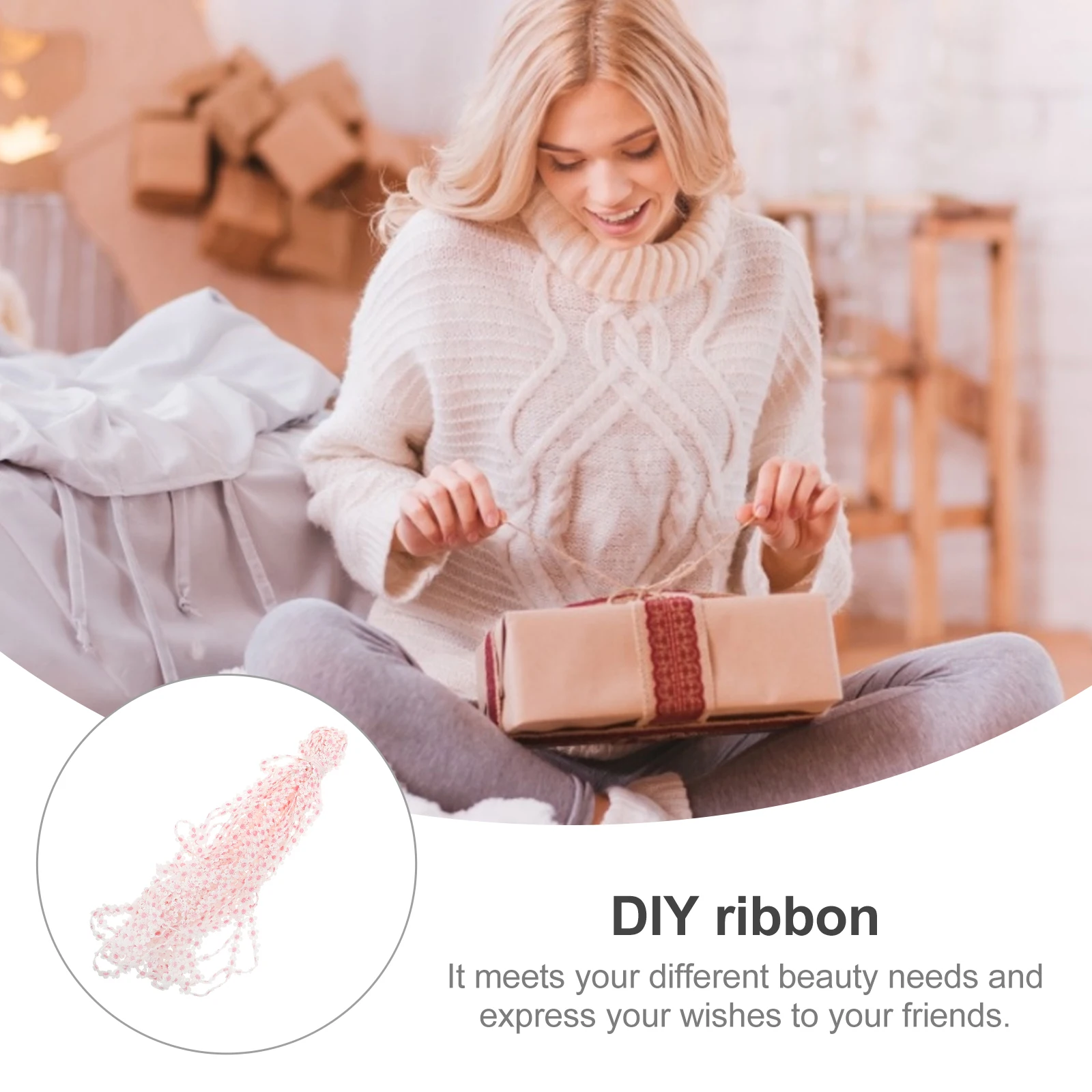 

Embroidery Flower Lace Trim Ribbon Pink Polyester Yarn Sewing Material Wedding Party Crafts Decorative Flowers