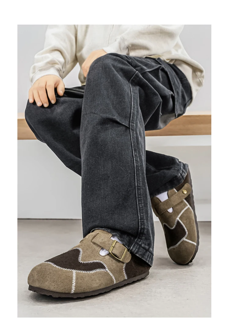 Retro-Farbblock-Mode, vielseitige Mules für Herren, Sandalen mit offenem Rücken und geschlossener Zehenpartie, bequeme Freizeit-Halbschuhe mit weicher Sohle für den täglichen Gebrauch. – Detail 19