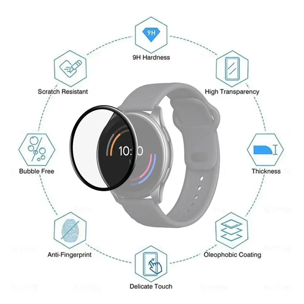 Película protetora de tela de vidro temperado para o relógio oneplus, anti-scratch hd cobertura completa para smart watch, acessórios