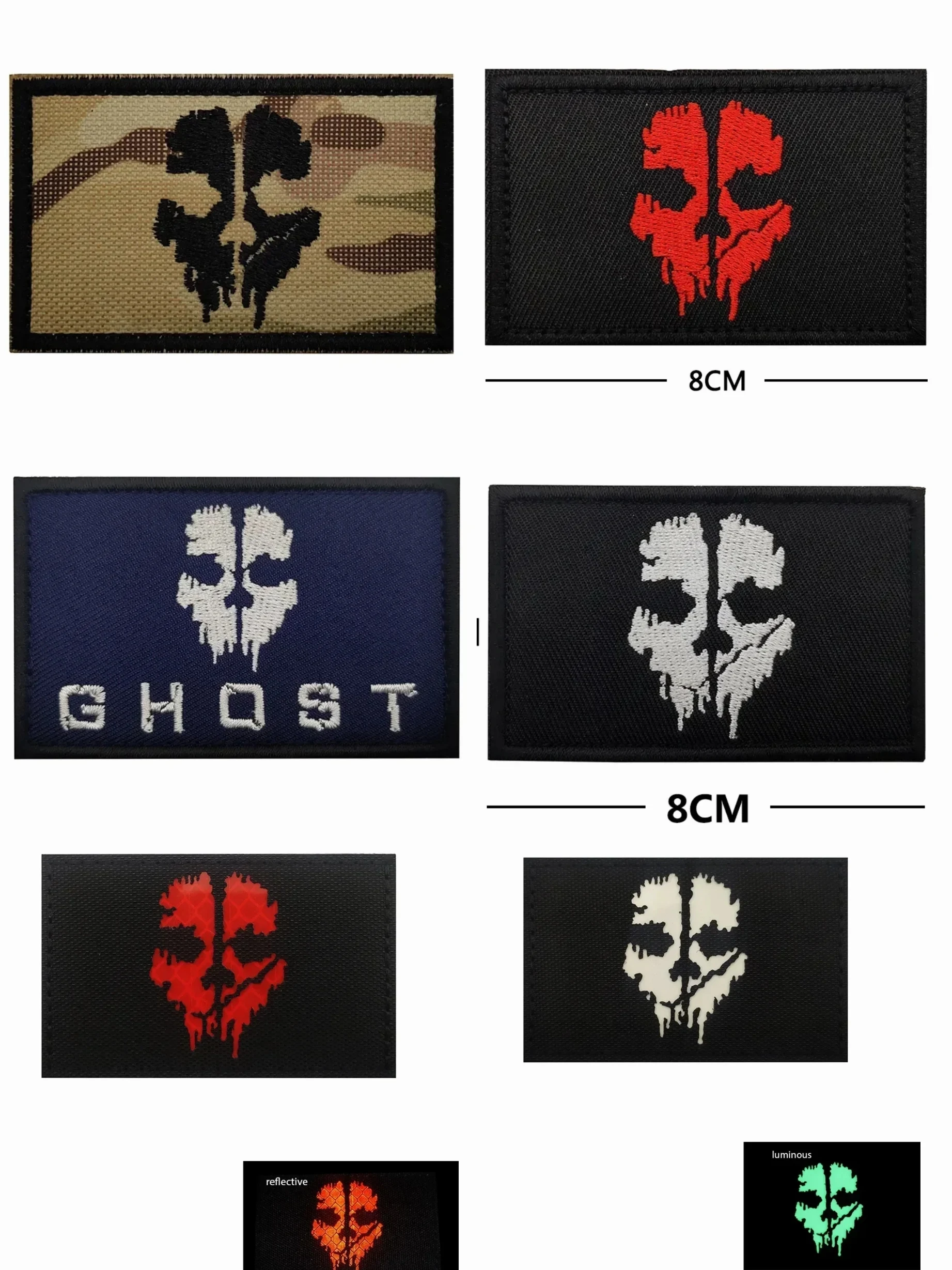 Call of Duty Ghost Print Hook&Loop Patch Mask Morale Badge Embroidery Patches Tactical Backpack Coat Stickers Emblem Accessories