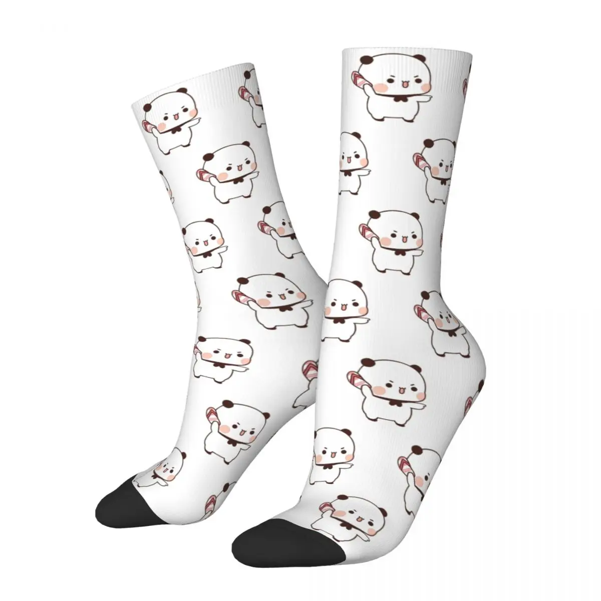 

Cute Dudu Is Throwing Flip-flops Socks Men Women Funny Happy Panda Bear Socks Spring Summer Autumn Winter Middle Tube Socks Gift