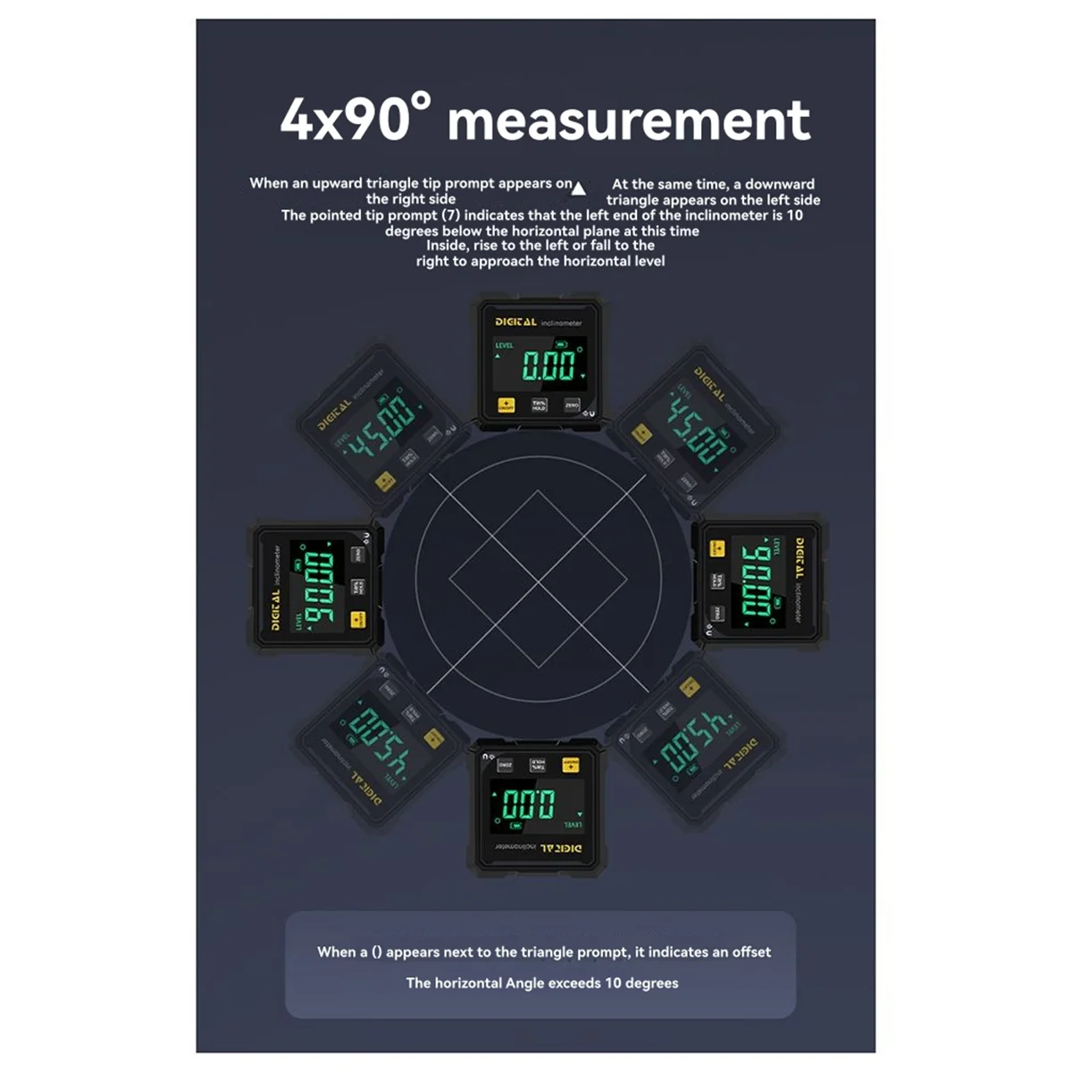 

AA25 Woodworking Tools 4-Sided Magnetic Dual Laser Inclinometer Digital Angle Measuring Instrument with Tilt Measurement