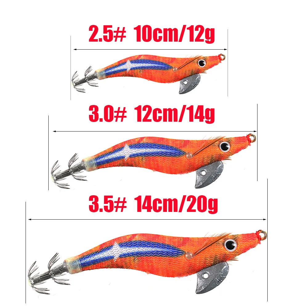 2.5# 3.0# 3.5# Squid Jig Hard Fishing Lure Shrimp Prawn Luminous Glow in Dark Artificial Biat for Cuttlefish Octopus