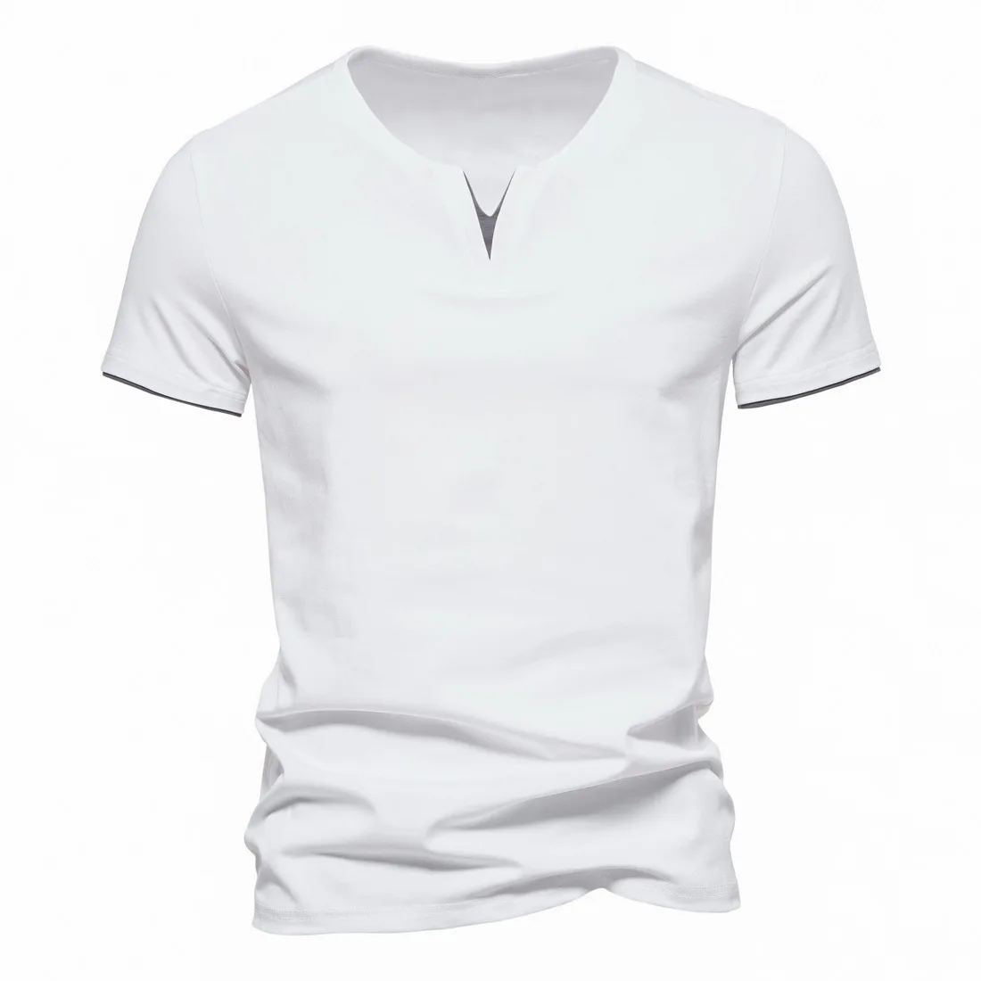 Mens Short Sleeve Henley Shirts Casual Cotton Slim Fit Basic Summer V Neck T-Shirt