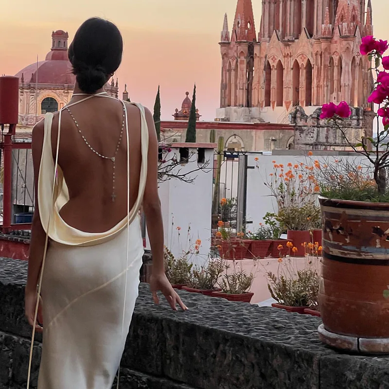 

New Women'S Fashionable Camisole Sexy Backless Slim Fit Hip Hugging Dress