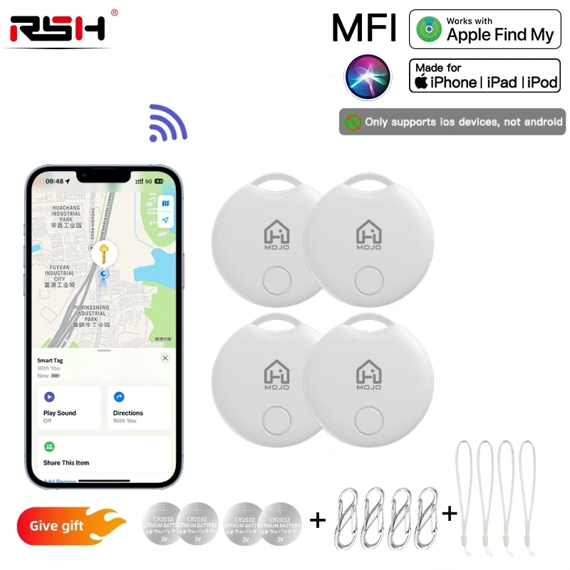 GPS Smart Tag MFI Smart Anti-Lose Reminder Device For Key Wallet Car Backpack Smart Air Tag Works With Apple Find My IOS System