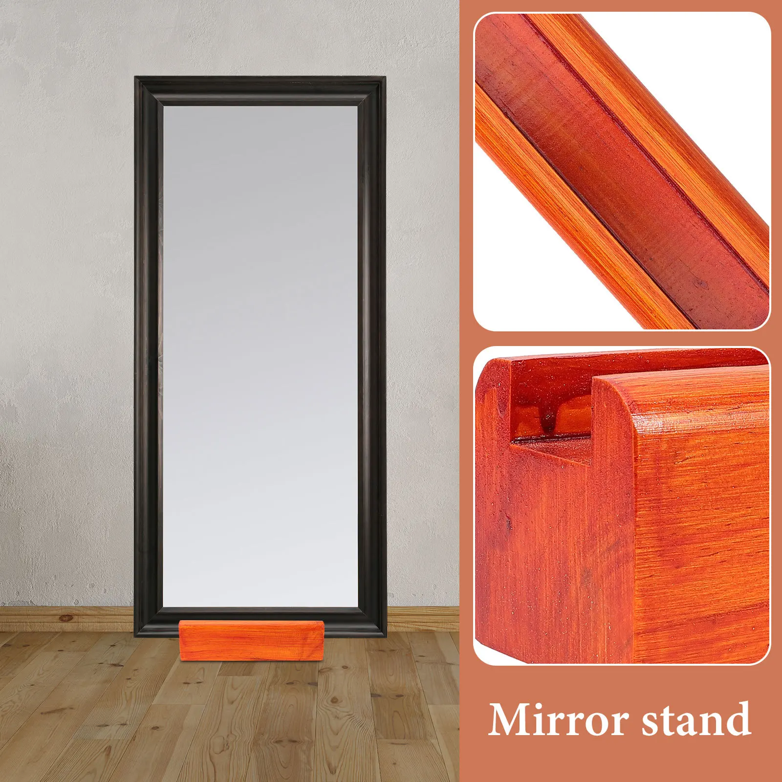 

Floor Base Wooden Full Length Mirror Stand Smooth Reusable Display Support Household Mirror Holder Artwork Rack Home Accessory