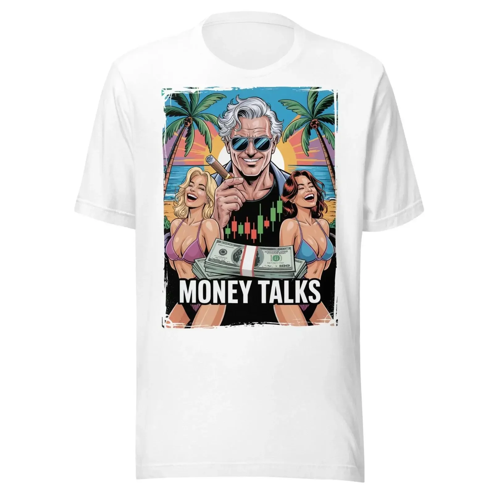 Money Talks Wall Street Tycoon XRP Bitcoin Crypto Millionaire Day Trader T Shirt vintage Washed Comfortable Breathable graphic