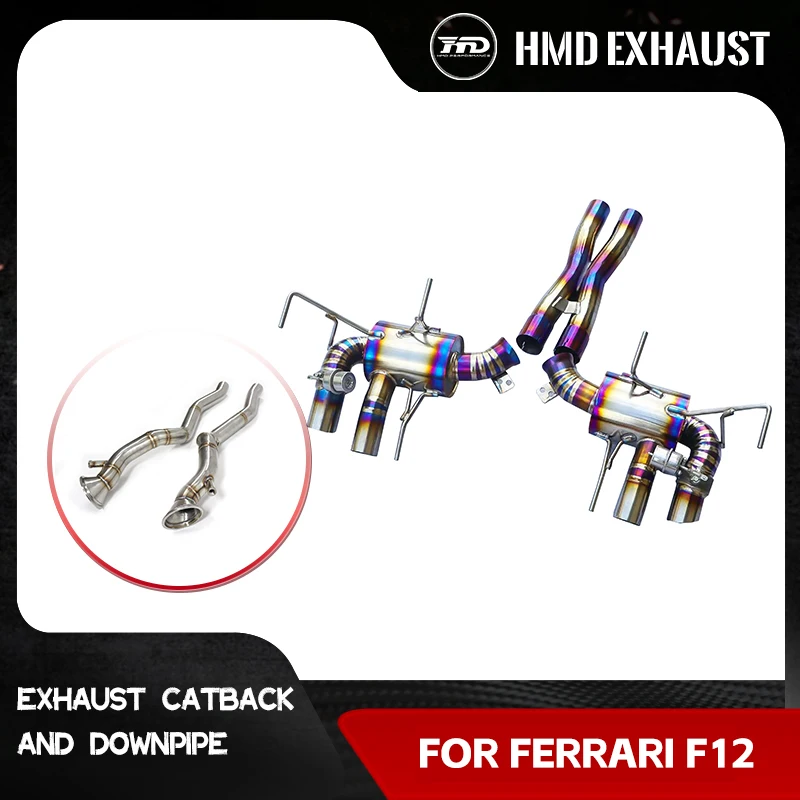 

Performance Catback + downpipe for Ferrari FF 6.3L V12 Muffler With Valves And Ti Middle Pipe HMD Titanium Exhaust System