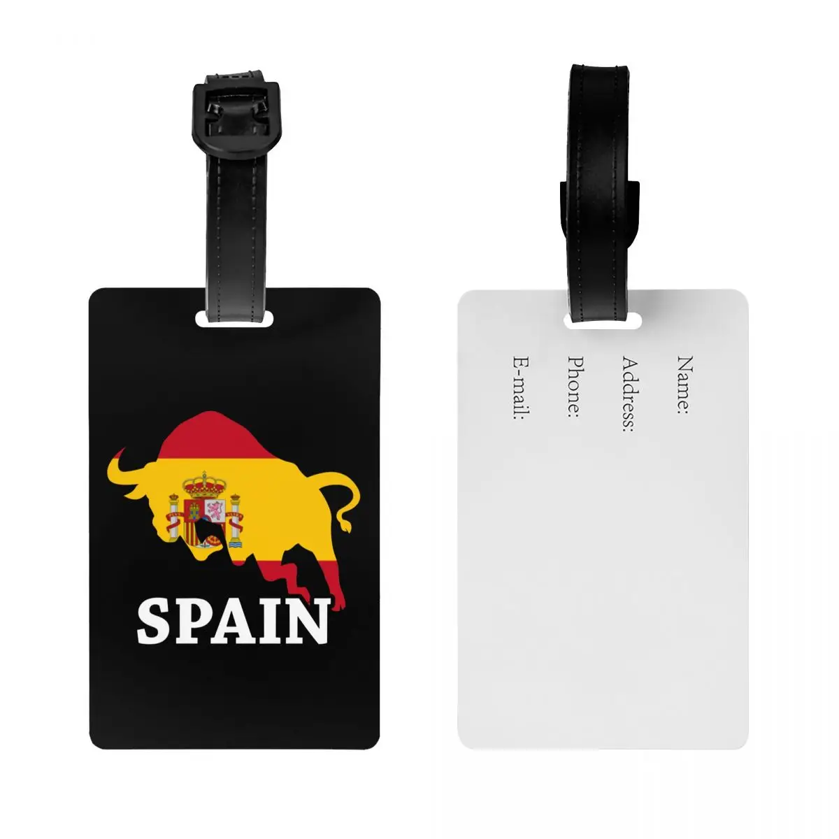 Spanish Bull Spain Flag Luggage Tag for Suitcases Privacy Cover Name ID Card