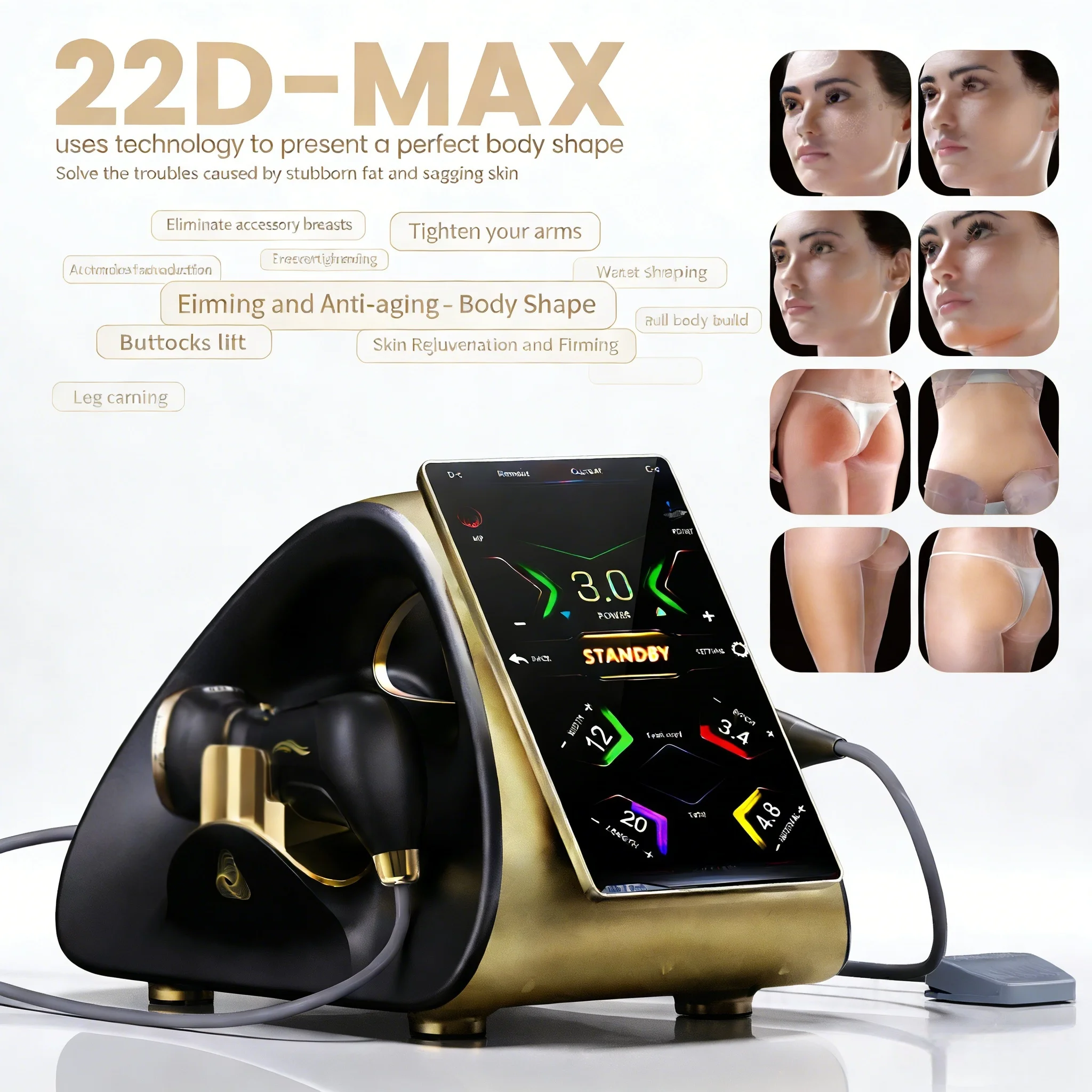 

22D-MAX Anti-Aging and Body Contouring Machine with Multi-Dimensional Handles Skin Tightening and Body Shaping Machine