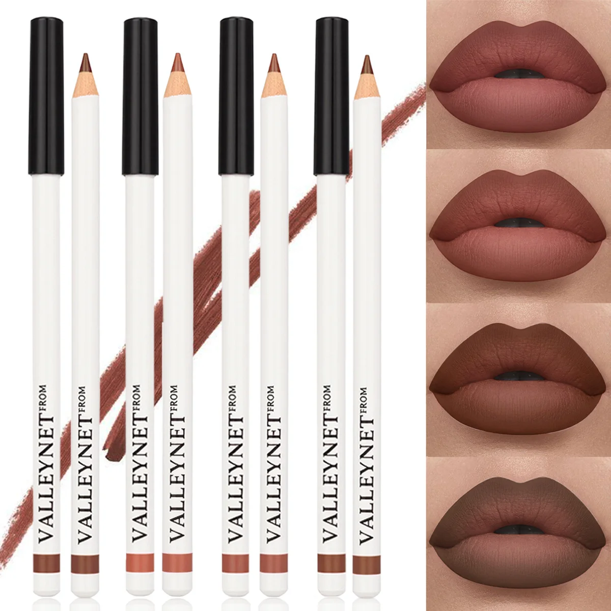 Set di 4 matite per labbra, rossetto, eyeliner 2 in 1 eyeliner per labbra Set di rossetti per labbra impermeabili Set di trucco combinato per labbra da donna