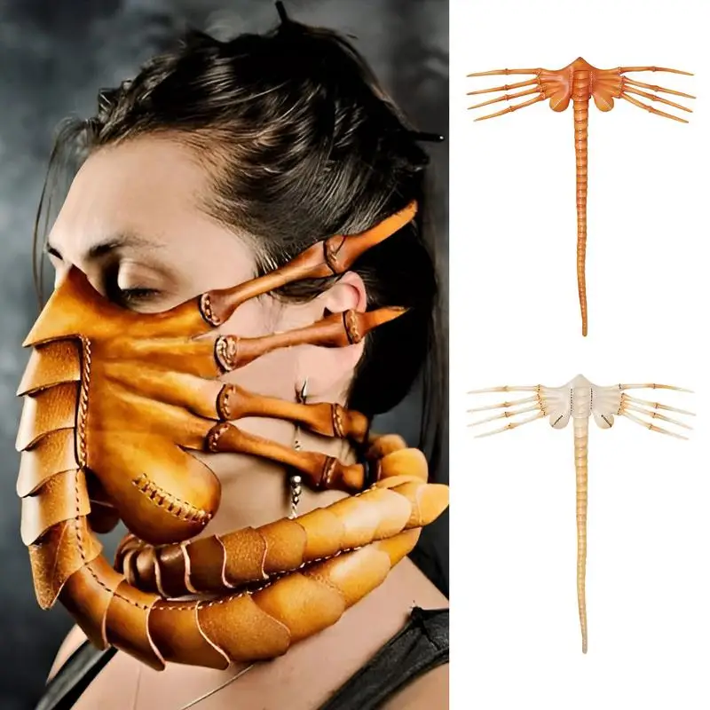 Halloween Facehugger Scorpion Mask Cosplay Costumes Prop  Alien Face Hugger Horror Half Face Cover Masks Party prop ﻿