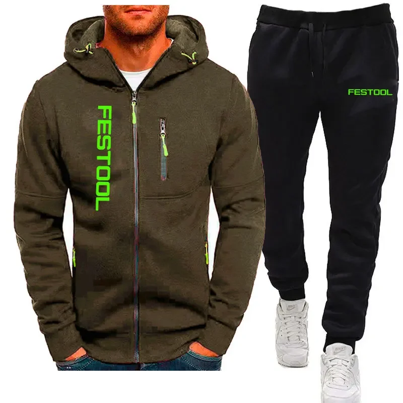 2025 European and American Men's sportswear set, hooded pullover + sportswear pants set, casual jogger sportswear 2-piece set, M