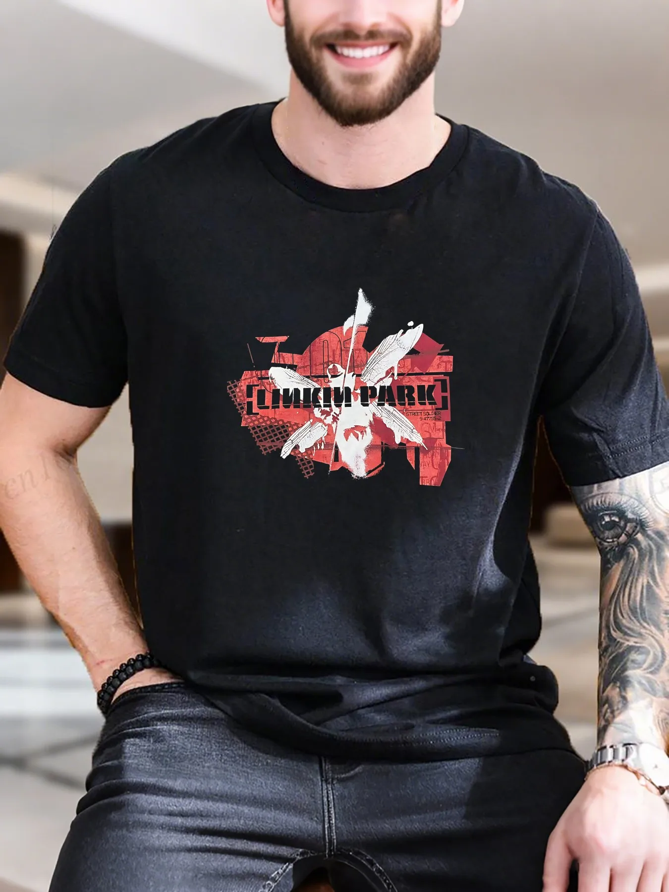 

New Arrival Fashion Men's Cotton Graphic T-Shirt Red White Knife Print Design Breathable Comfortable Trendy Casual Wear Summer E