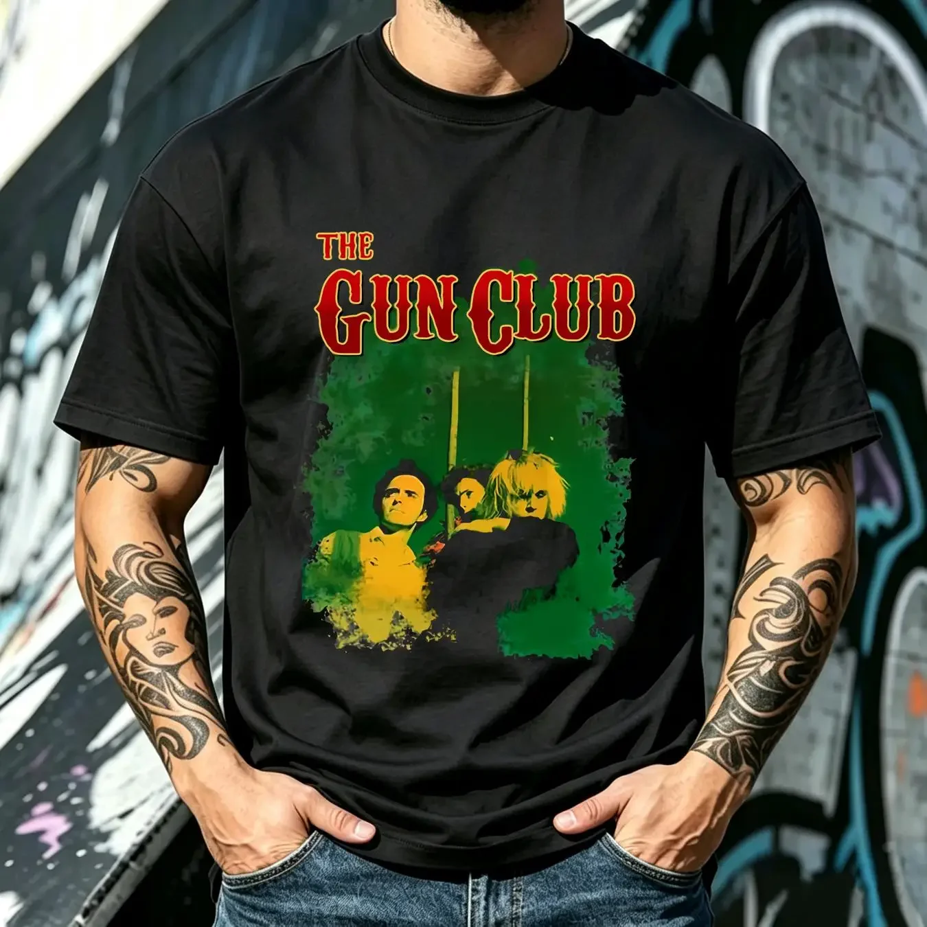 washed T Shirt The Gun Club Band Wisdom Is Knowing Cotton Black Full Size KK661 vintage Washed Top For Everyday Wear Unisex
