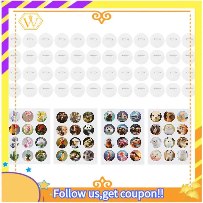 Latest-Simple Badges Button Maker Machine Button Part , DIY Pin Badge Button Press Machine 48Pcs Button Parts