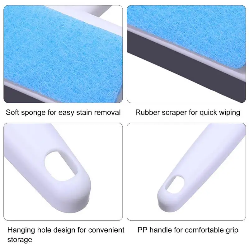 2 in 1 Glass Wiper Window Cleaner Household Window Cleaning Tool Glass Cleaner Dual-use Sponge Cleaning Brush with Holes