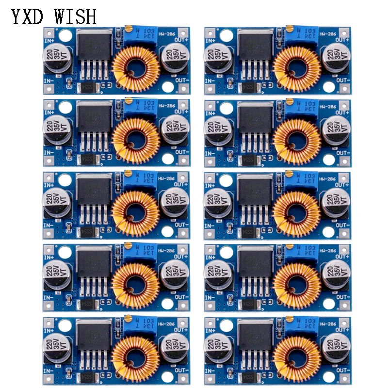 10pcs XL4005 DC-DC Step Down Power Supply Module 5A Max Adjustable Buck Converter Board LED Lithium Charger Board