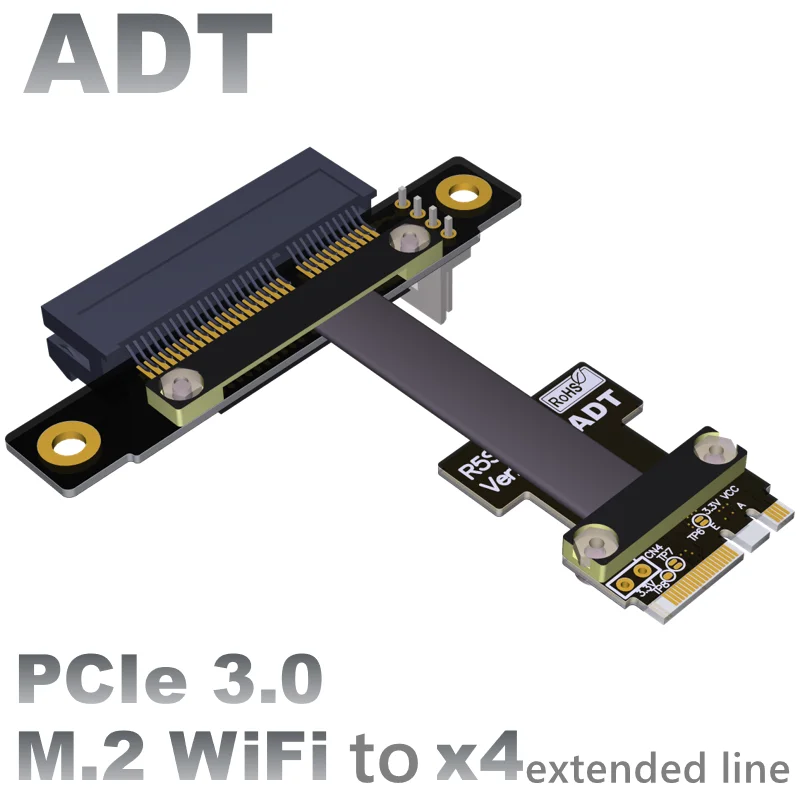 

M.2 WiFi A. E key interface adapter extension cable supports PCI-E 3.0 X4 Speed bandwidth: PCIe 3.0x1 gen3 8G/bps