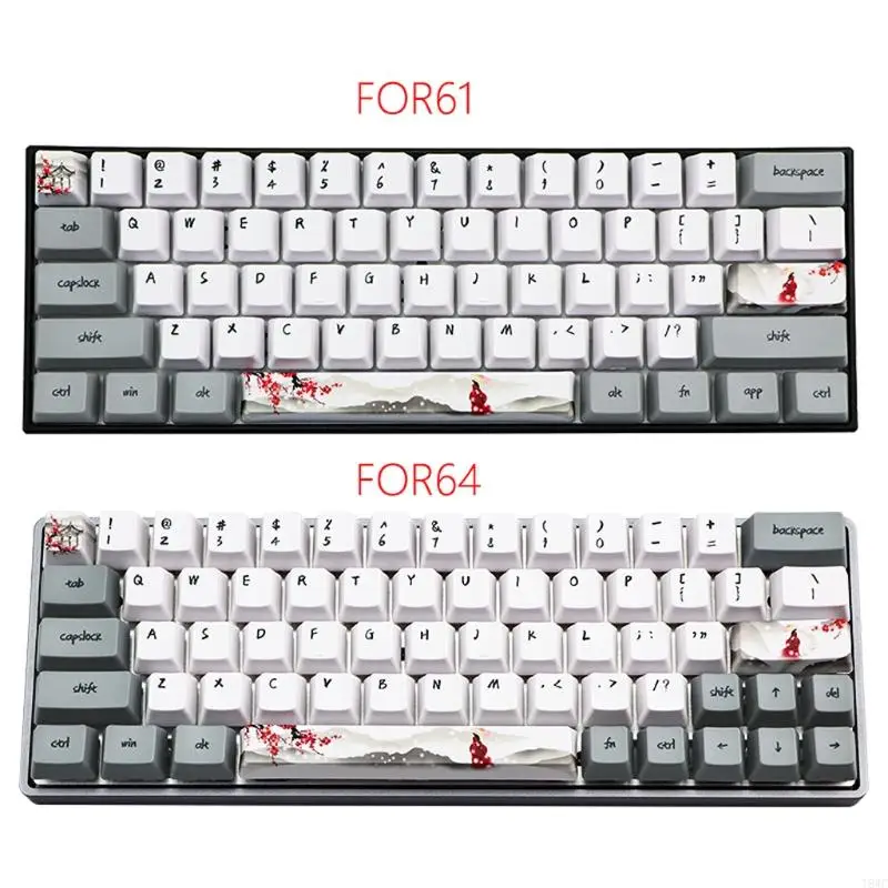 T8WC Snowflake Plum PBT OEM Keycap Replacement for GH60 GK61 GK64 73 Keys Keyboard Dye Sublimation Keycap