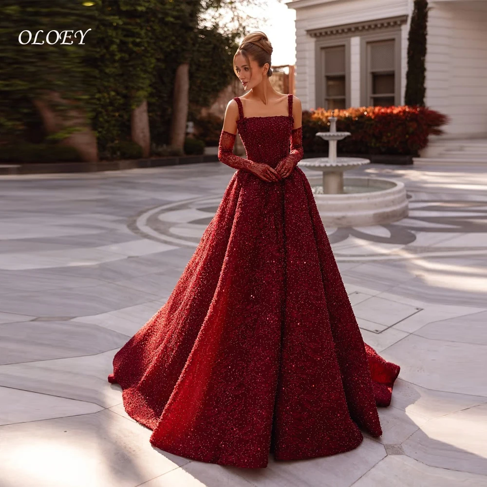 

OLOEY Роскошные женские вечерние платья с бусинами по индивидуальному заказу для особых случаев, элегантная женская вечеринка с квадратным лидером длиной спины