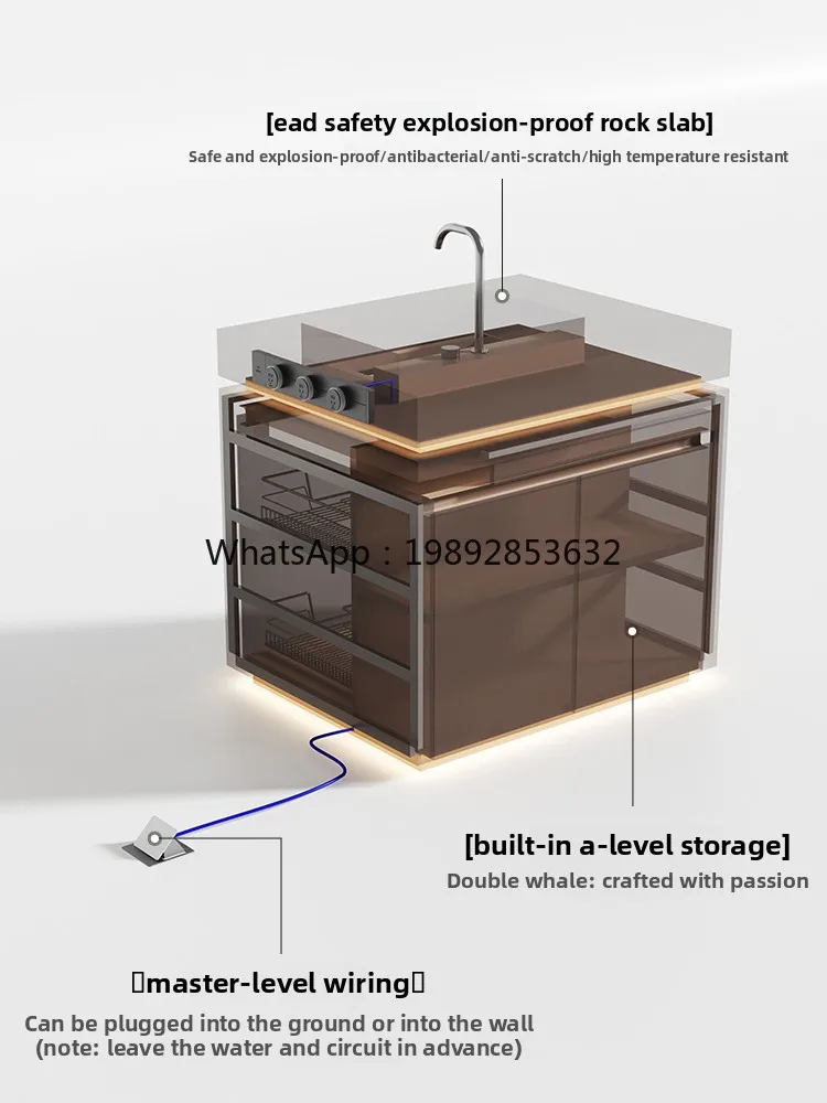 LYY Table Cabinet Dining Table Kitchen High-end Inverted Table Light Luxury Rock Board Integrated Restaurant Home Use