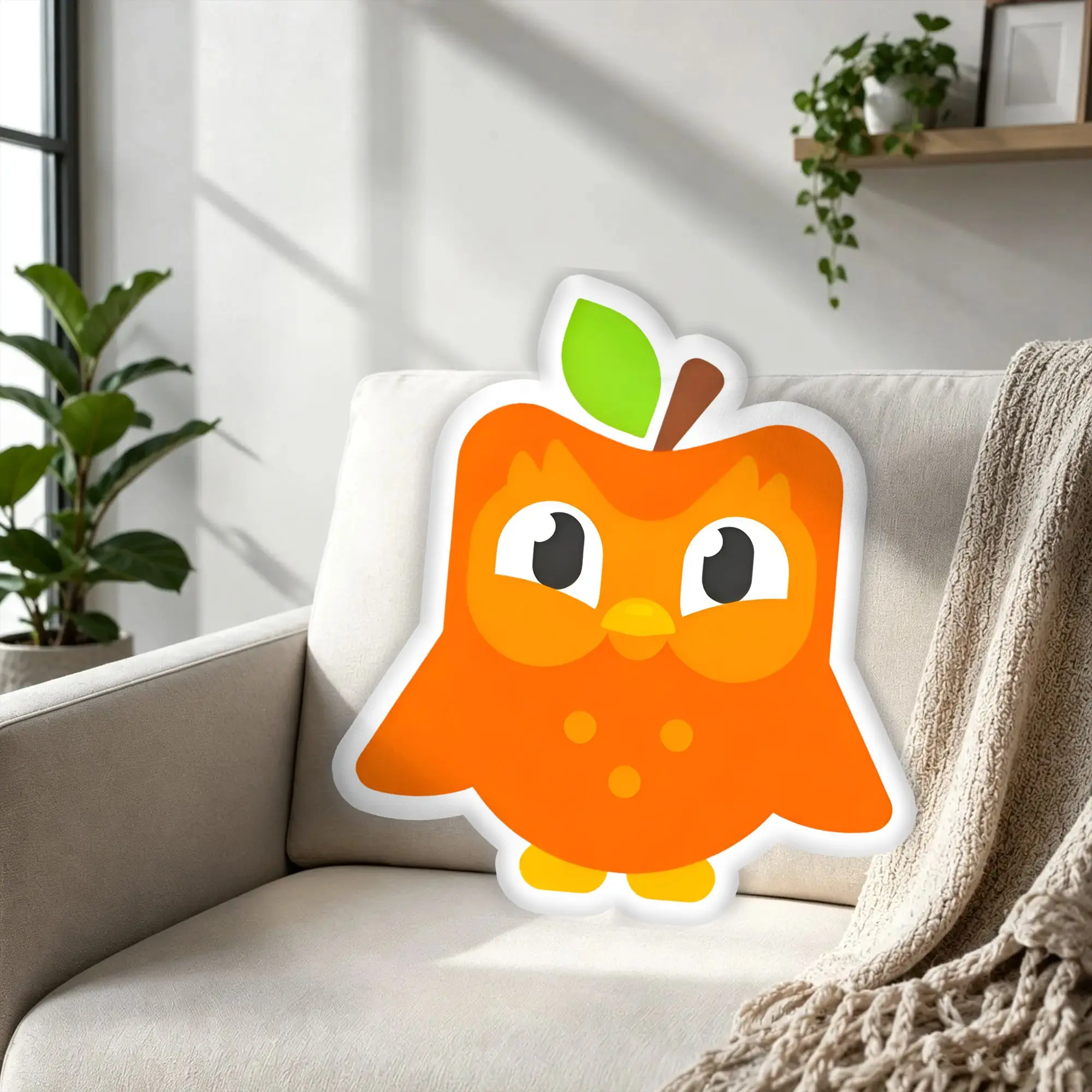 Customized Green Owl Duo Stuffed Throw Pillow Comic Velvet Pillows and Cushions Funny Cushion for Bedroom Bed Unique and Fun