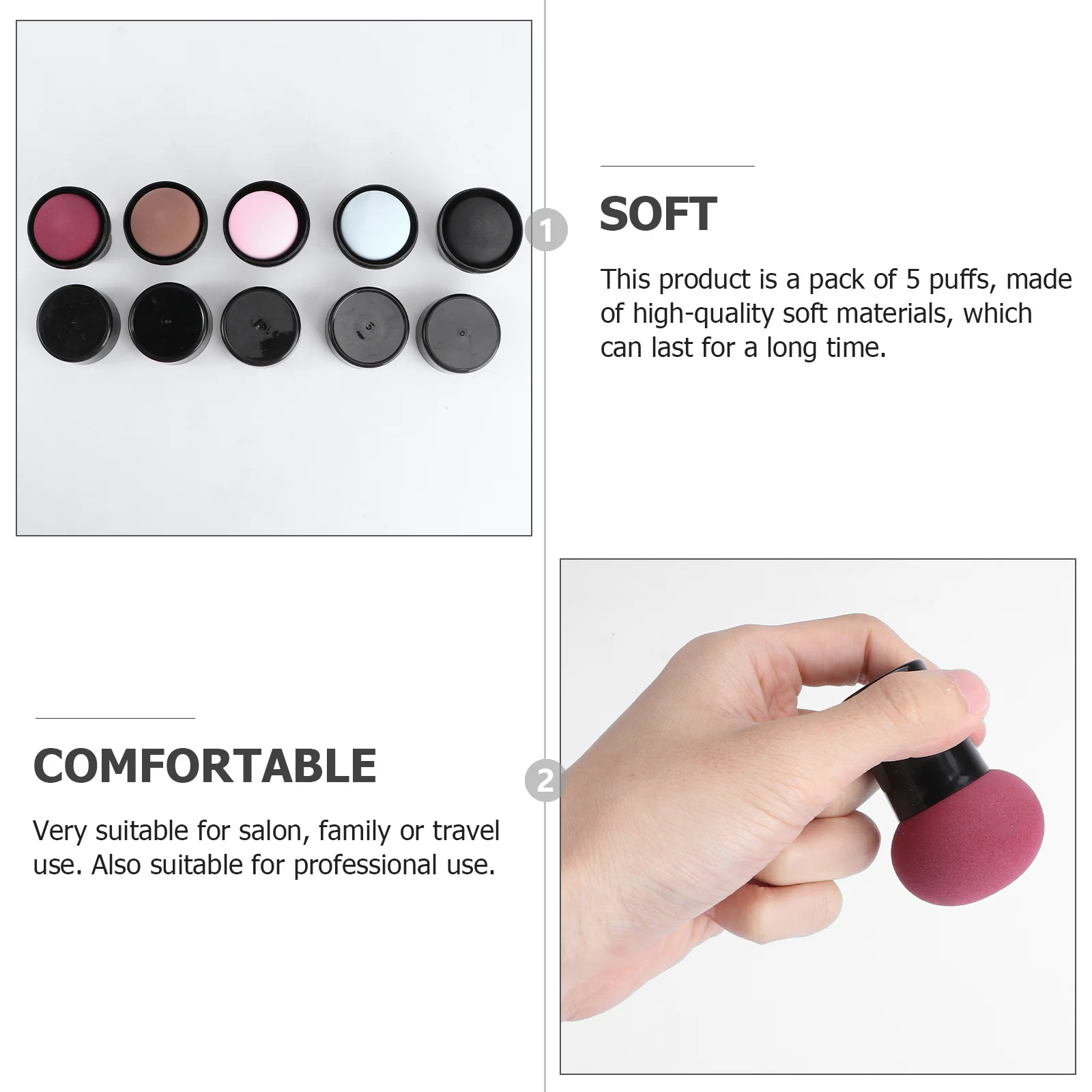 พัฟแต่งหน้ารูปเห็ด 5 ชิ้น ฟองน้ำแต่งหน้าเนื้อนุ่ม ปลอดภัย สำหรับทาแป้งหน้า อุปกรณ์สำหรับการแต่งหน้าประจำวัน