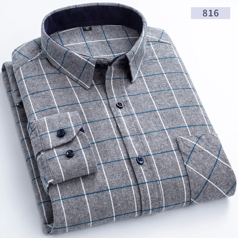 Camicie a scacchi da uomo in flanella di cotone camicia a quadri morbida a maniche lunghe per uomo tempo libero classico Vintage confortevole abbigliamento uomo nuovo