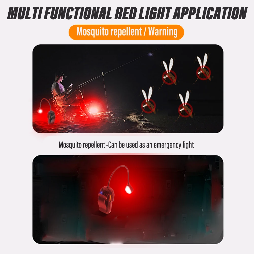 Super Bright LED Flashlight Foldable Work Light Outdoor Portable Camping Light with White Red Light and Smart Sensor