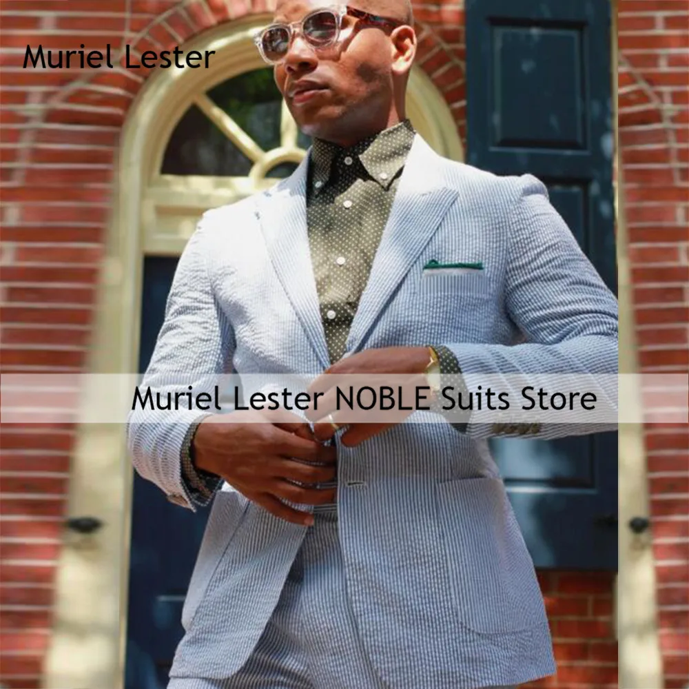 Небесно-голубой хлопчатобумажный мужской костюм с пиковыми лацканами, пиджаки для выпускного вечера, индивидуальные комплекты из 2 предметов, летняя пляжная куртка, брюки, платья для жениха и ужина Небесно-голубой хлопчатобумажный мужской костюм с пиковыми лацканами, пиджаки для выпускного вечера, индивидуальные комплекты из 2 предметов, летняя пляжная куртка, брюки, платья для жениха и ужина