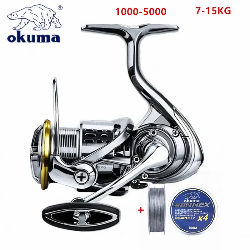 Okuma All Metal Rust Proof Smooth Bearing 5.5:1 Fishing Reel Drag System 15Kg Maximum Power Rotating Wheel Fishing Coil1000-5000