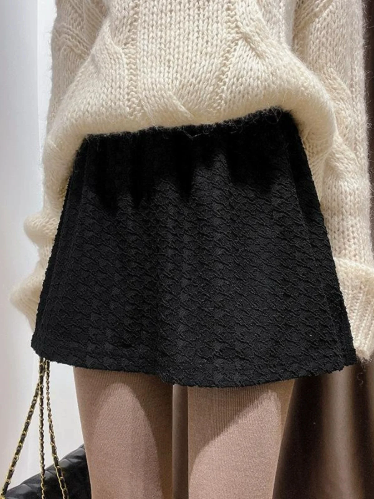 

Женский свитшот больших размеров, внутренняя одежда, юбка, осень-зима, высокая талия, трапециевидной формы Dr, корейский Sle, чистый цвет