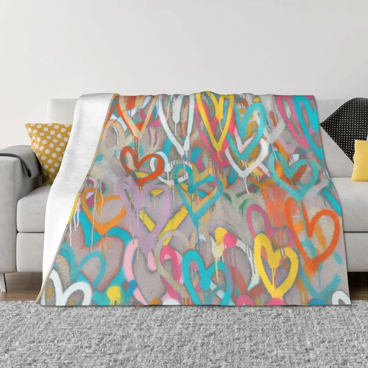 

Spray painted graffiti hearts - pop art - graffiti art wall Throw Blanket Luxury Throw for babies Sofa Quilt Travel Blankets