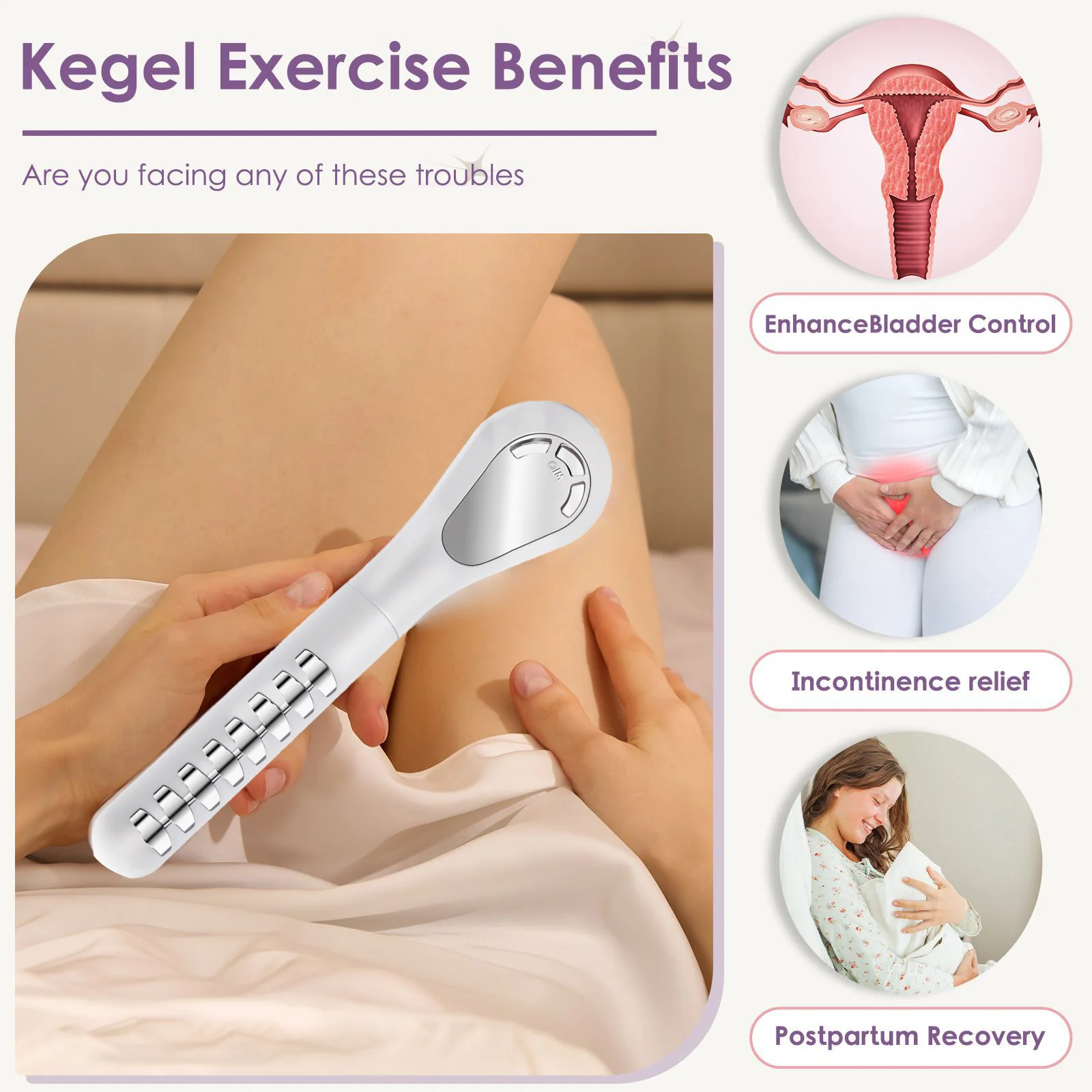 Kegel Exerciser Incontinence Stimulator with Probe for Bladder Control and Pelvic Floor Exercise for Women Muscle Stimulator