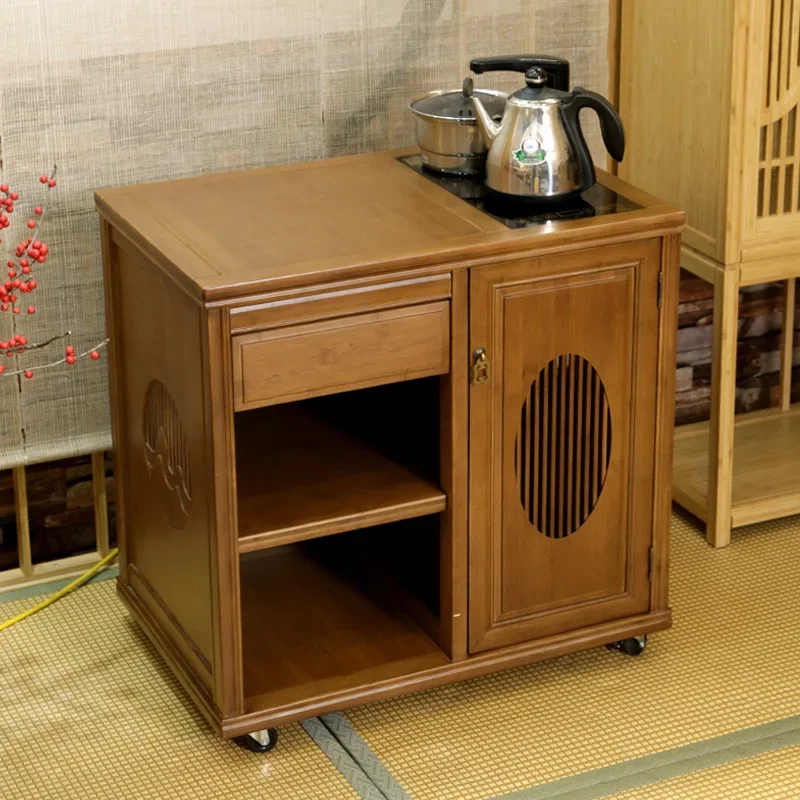 شرفة طاولة شاي صغيرة، خزانة شاي متنقلة، طاولة شاي منزلية متعددة الوظائف لصنع الشاي