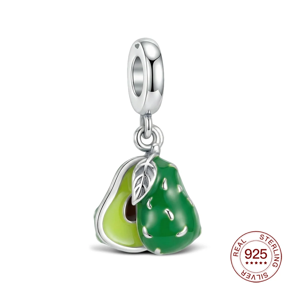 925 Sterling Silver Summer Charm Avocado Pendant Fit Bracelet Diy For Women Elegant Fashion Jewelry Graduation Travel Gifts