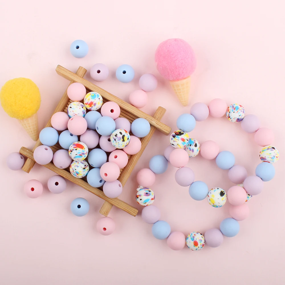 35Pcs Silicone Beads Round Baby Teether Beads Food Grade For Jewelry Making DIY Pacifier Chain Pendants Jewellery Accessorie