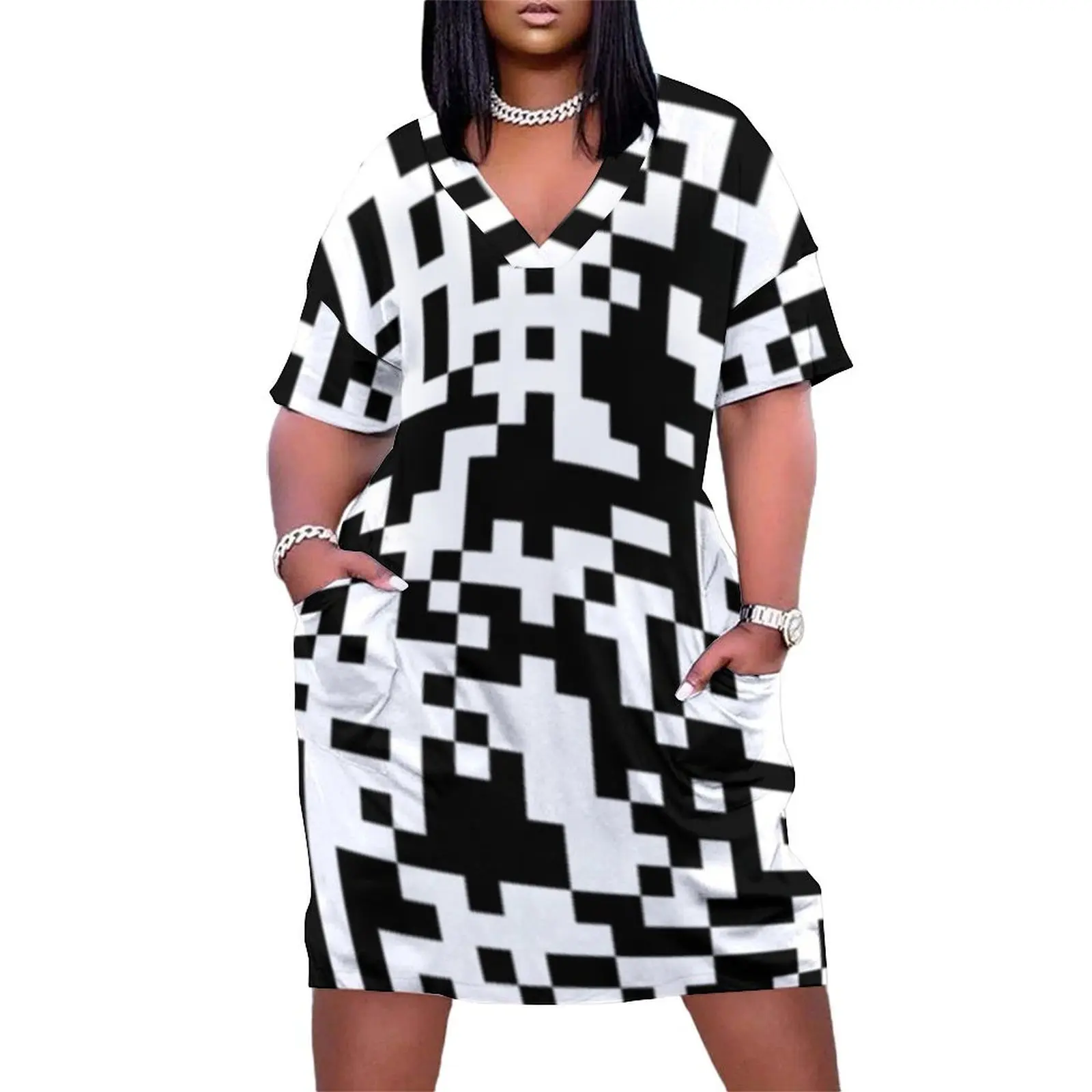 QR Code Loose Pocket Dress evening dresses women Casual dresses women's dresses luxury