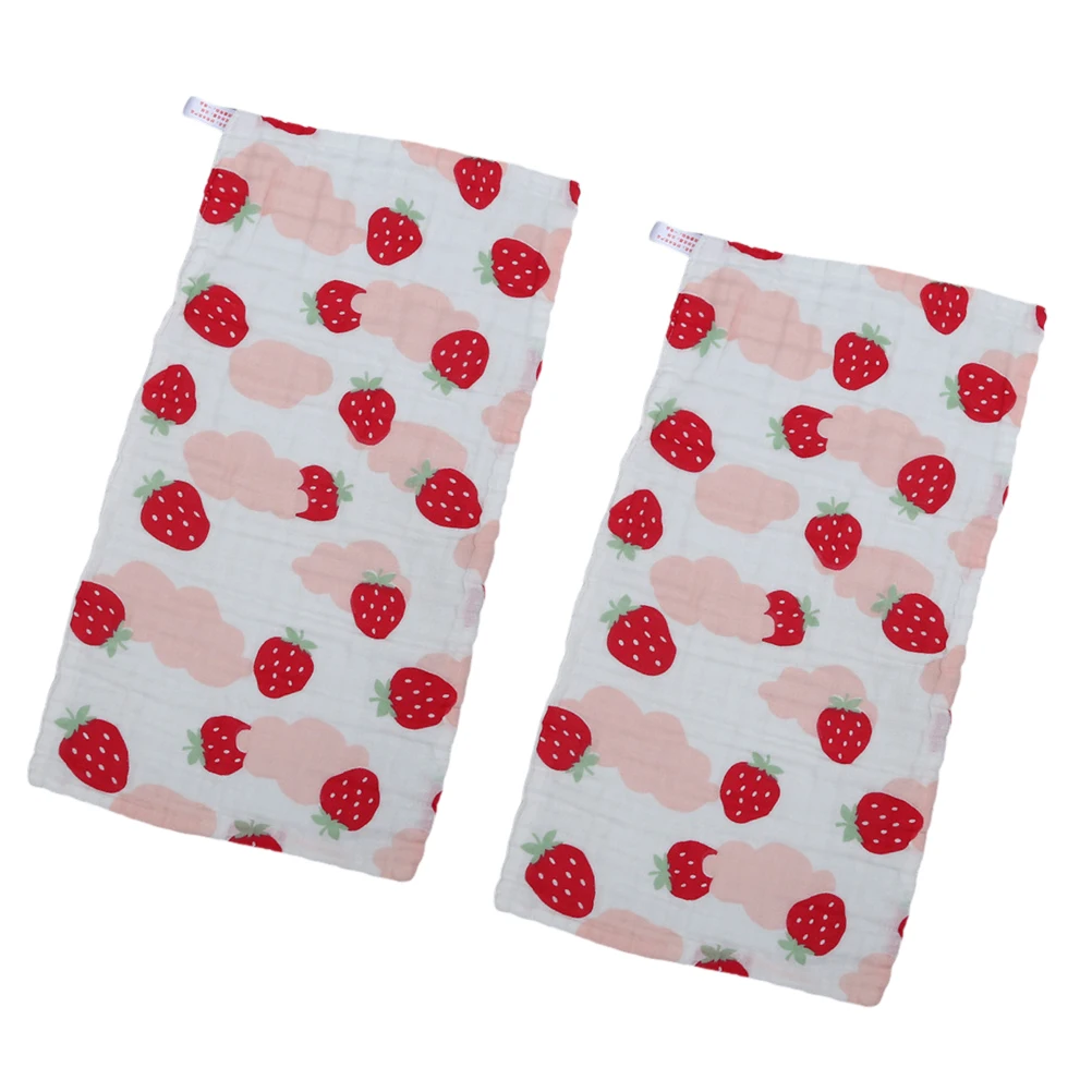 

2 шт., детское полотенце для мытья лица из чистого хлопка, набор платок 25x50 см, мягкое маленькое полотенце с клубничным узором, детский носовой платок, нагрудник для слюней