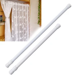 Adjustable Metal Curtain Rod Spring Loaded Extendable Telescopic Poles for Bathroom Bar Shower No Drilling Hanging Rods