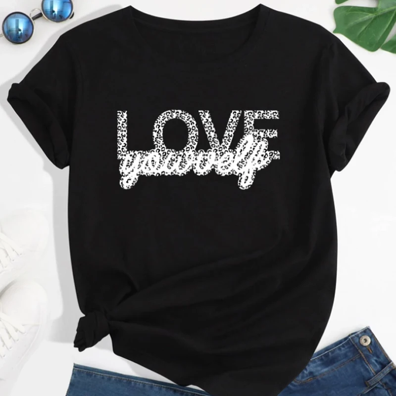 Gothic Aesthetic Grunge Emo Girls Baby Tees Punk Love Letter Print Loose Tops Y2k Clothes Vintage Women Streetwear Basic T-shirt