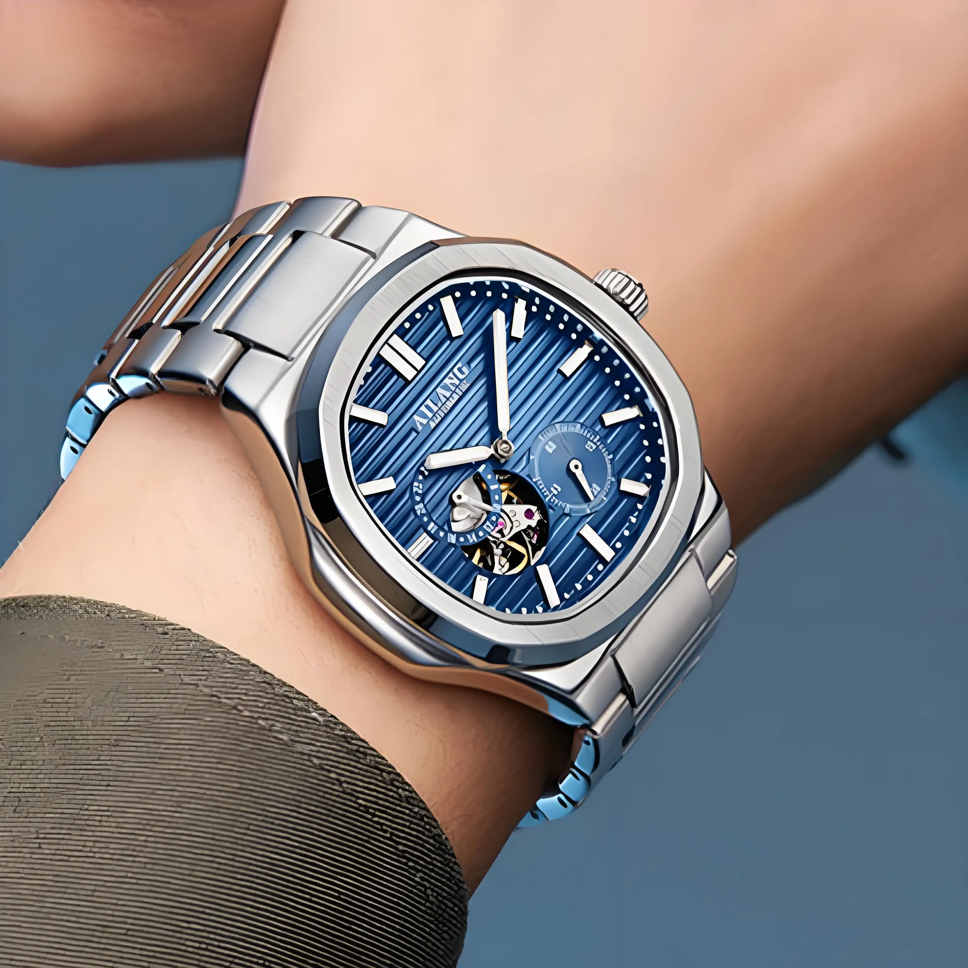 

AILANG Fashion Square Mechanical Men’s Watch Skeleton Hollow Men's Watch Stainless Steel Waterproof Luminous Sports Watch